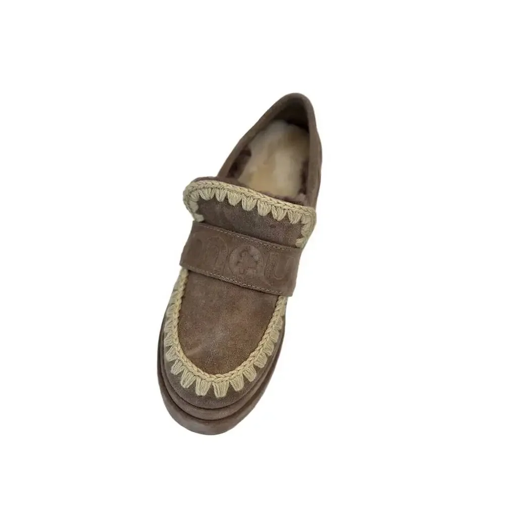 MOU women's platform suede loafer in elephant grey - Picture 2 of 13